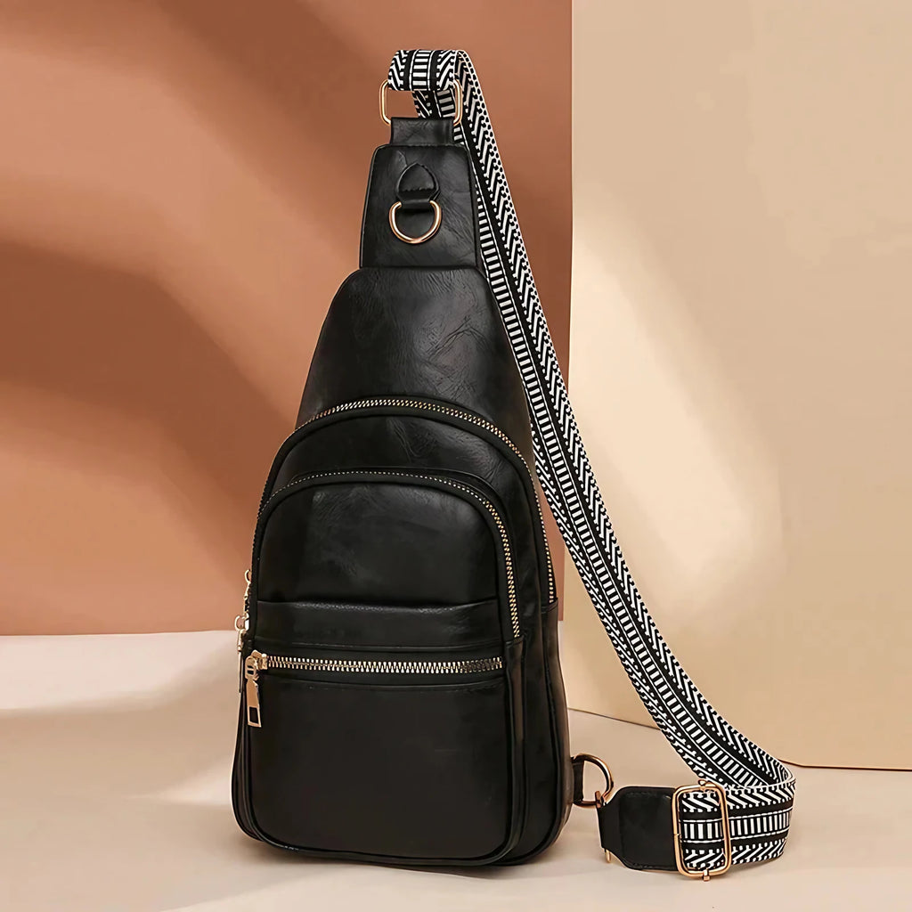 Sac banane bandoulière femme en similicuir, cinq coloris, noir