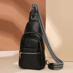 Sac banane bandoulière femme en similicuir, cinq coloris, noir