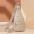 Sac banane bandoulière femme en similicuir, cinq coloris, beige