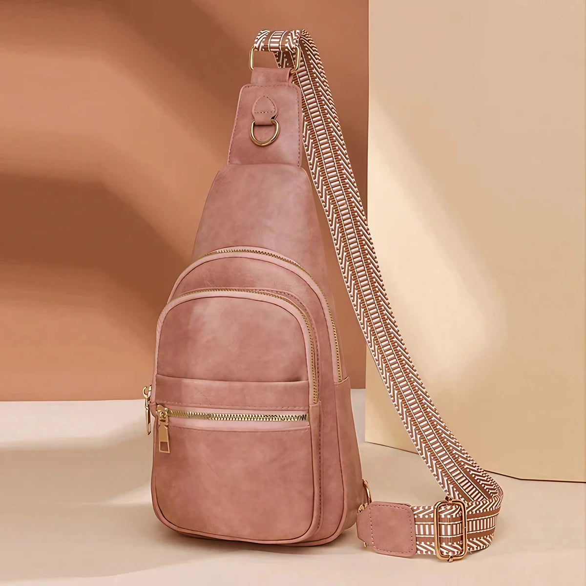 Sac banane bandoulière femme en similicuir, cinq coloris, rose