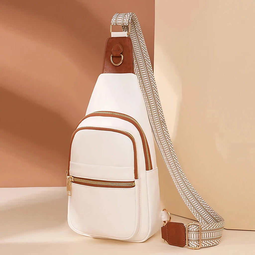 Sac banane bandoulière femme en similicuir, cinq coloris, blanc