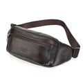 Sac banane homme porté croisé, poches zippées, 20 x 13 cm, marron