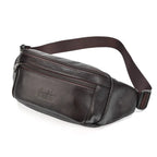 Sac banane homme porté croisé, poches zippées, 20 x 13 cm, marron