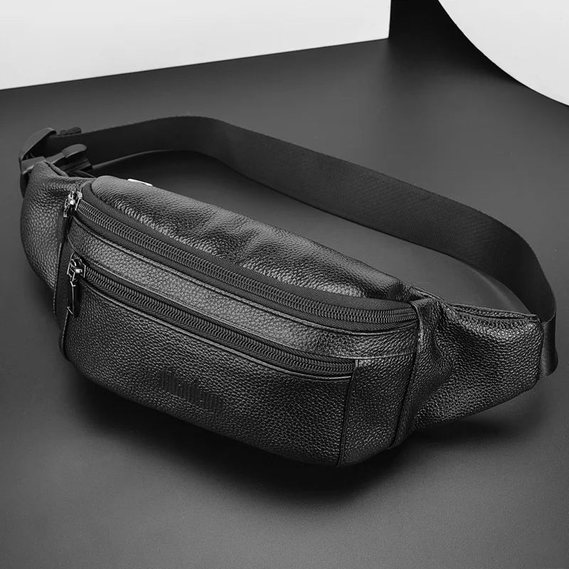 Sac banane homme porté croisé, poches zippées, 20 x 13 cm