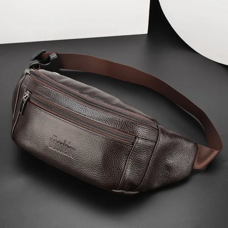 Sac banane homme porté croisé, poches zippées, 20 x 13 cm