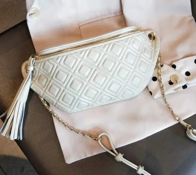 Sac banane femme en cuir, 25 x 10 x 5 cm, quatre coloris, blanc