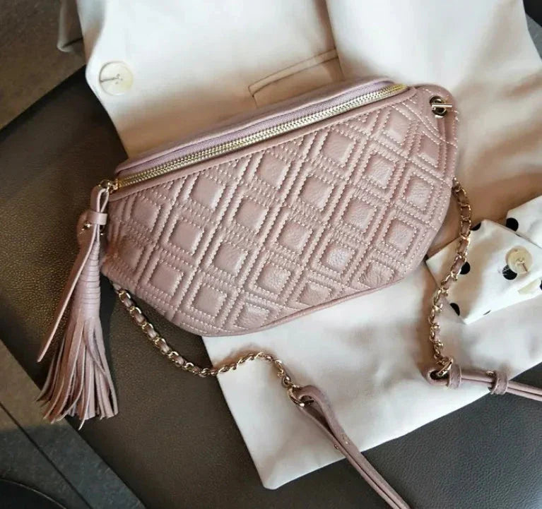 Sac banane femme en cuir, 25 x 10 x 5 cm, quatre coloris, rose