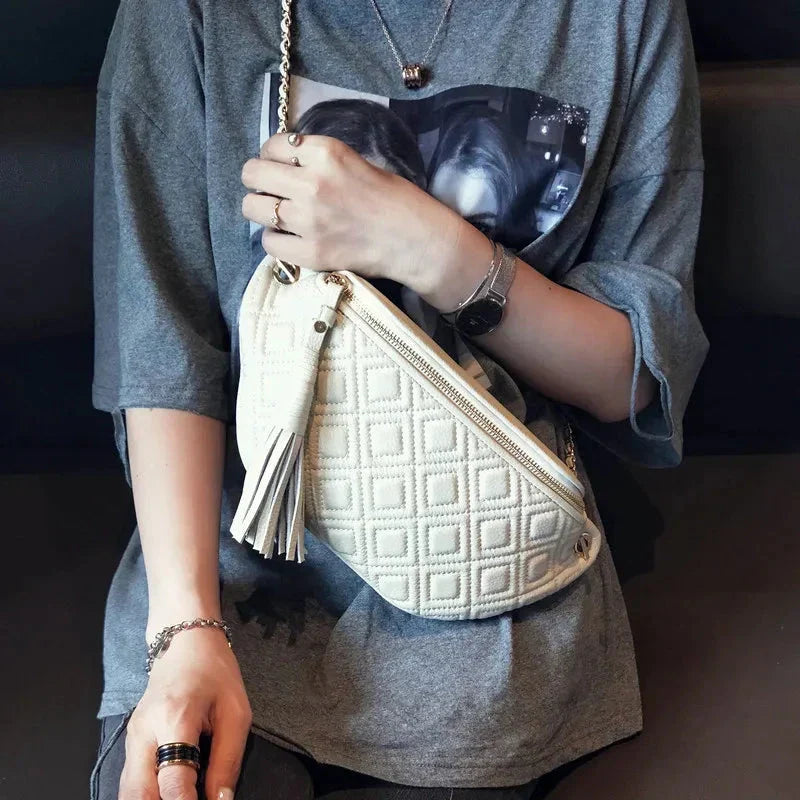Sac banane femme en cuir, 25 x 10 x 5 cm, quatre coloris
