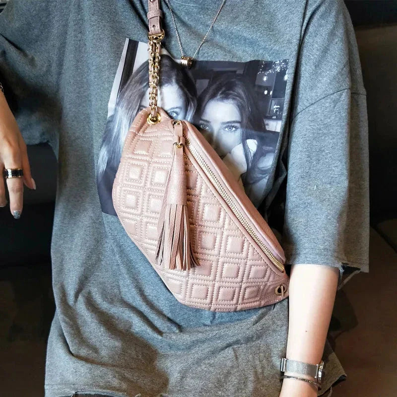 Sac banane femme en cuir, 25 x 10 x 5 cm, quatre coloris