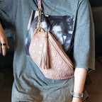 Sac banane femme en cuir, 25 x 10 x 5 cm, quatre coloris