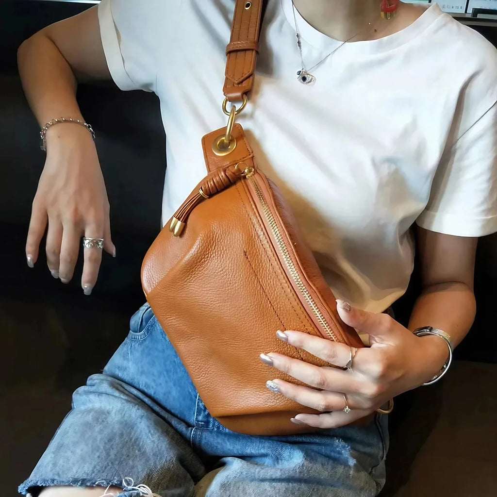 Sac banane femme en cuir, sangle réglable, trois coloris