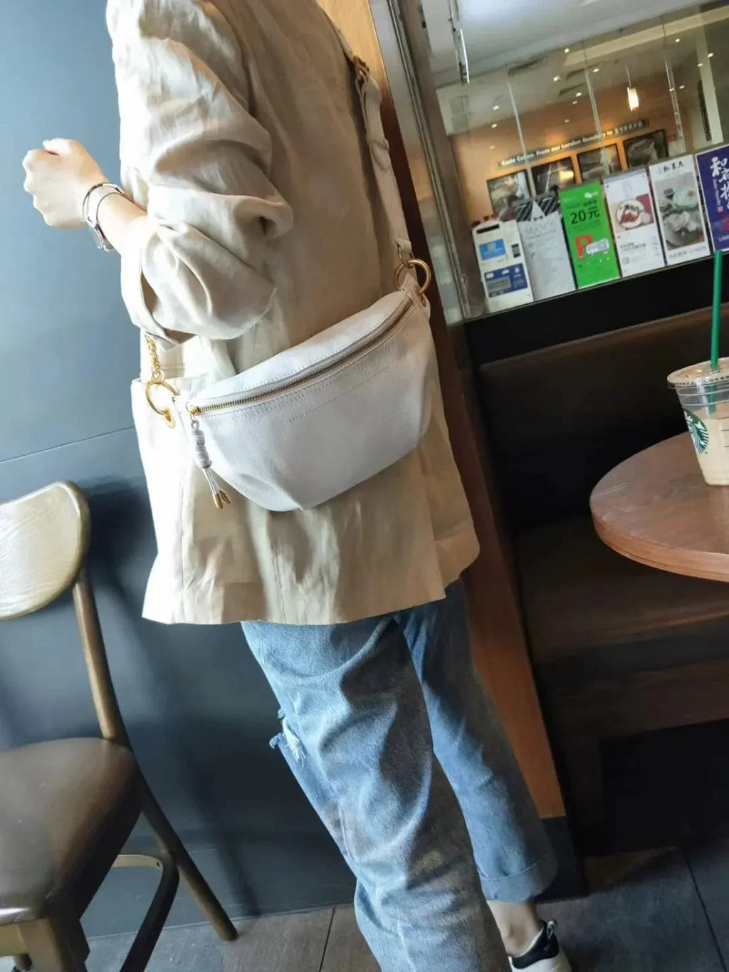 Sac banane femme en cuir, sangle réglable, trois coloris