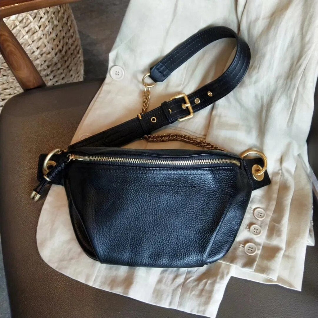 Sac banane femme en cuir, sangle réglable, trois coloris