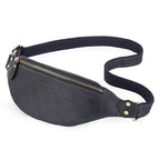Sac banane homme à sangle réglable, porté taille ou croisé, bleu