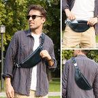Sac banane homme en cuir, plat et léger, 290 g