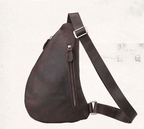 Sac banane homme en cuir couleur café, aspect vintage