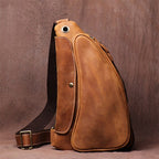 Sac banane homme en cuir couleur café, aspect vintage