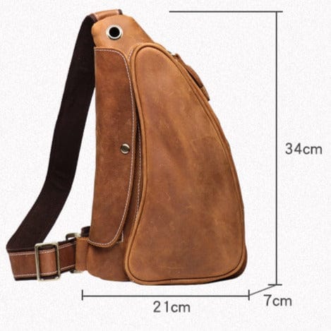 Sac banane homme en cuir couleur café, aspect vintage