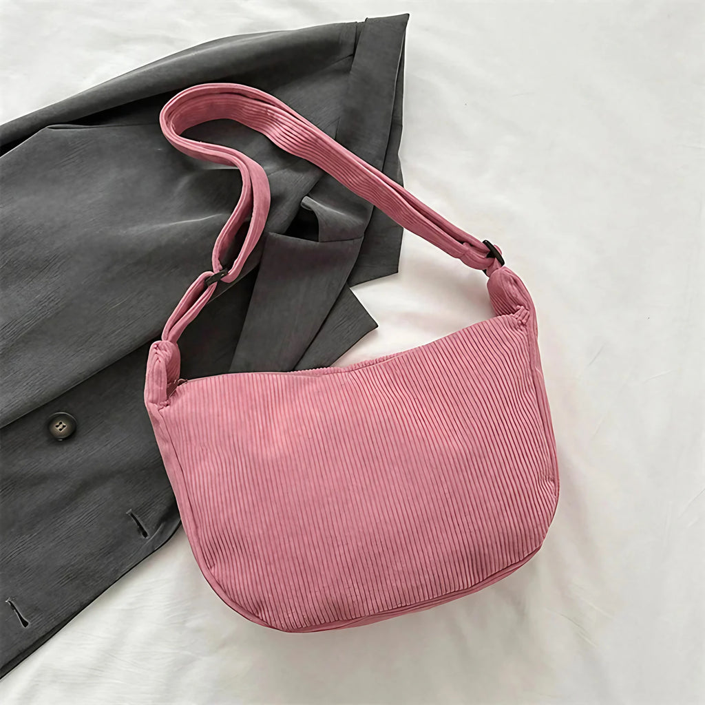 Sac banane femme en velours, anse réglable, huit coloris, rose