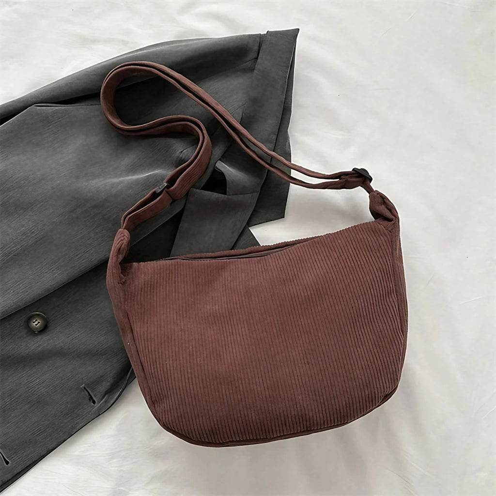 Sac banane femme en velours, anse réglable, huit coloris, marron foncé