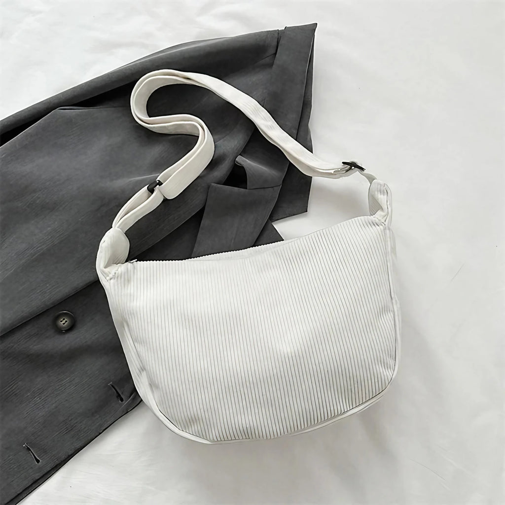 Sac banane femme en velours, anse réglable, huit coloris, blanc