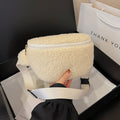 Sac banane femme en fausse fourrure effet mouton, trois coloris, écru