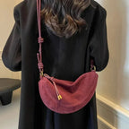 Sac banane femme en faux daim, sangle à nœud coulissant