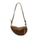 Sac banane femme en faux daim, sangle à nœud coulissant, marron