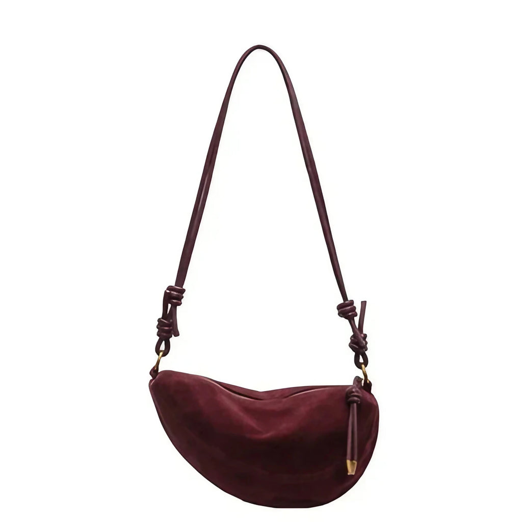 Sac banane femme en faux daim, sangle à nœud coulissant, noir
