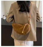 Sac banane femme en faux daim, sangle à nœud coulissant