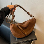 Sac banane femme en faux daim, sangle à nœud coulissant
