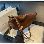 Sac banane femme en faux daim, sangle à nœud coulissant