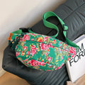 Sac banane femme à motif fleuri en nylon, quatre coloris, vert