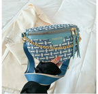 Sac banane femme en tissu et similicuir, 24 x 16 x 7 cm