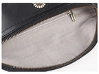 Sac banane femme noir à fleur argentée, en cuir