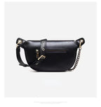 Sac banane femme noir à fleur argentée, en cuir