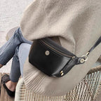 Sac banane femme noir à fleur argentée, en cuir