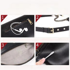 Sac banane femme noir à fleur argentée, en cuir