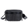 Sac banane femme en similicuir, sangle réglable jusqu'à 130 cm, noir