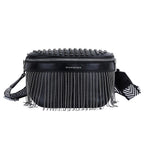 Sac banane femme en similicuir, sangle réglable jusqu'à 130 cm, noir