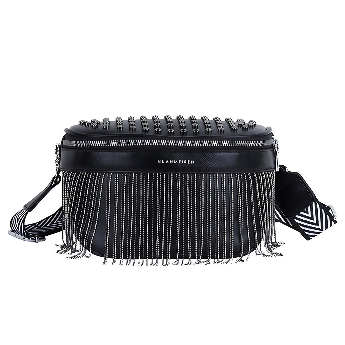 Sac banane femme en similicuir, sangle réglable jusqu'à 130 cm, noir