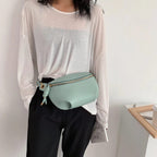 Sac banane femme en similicuir 25 cm, noir, rose ou blanc