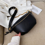 Sac banane femme en similicuir 25 cm, noir, rose ou blanc