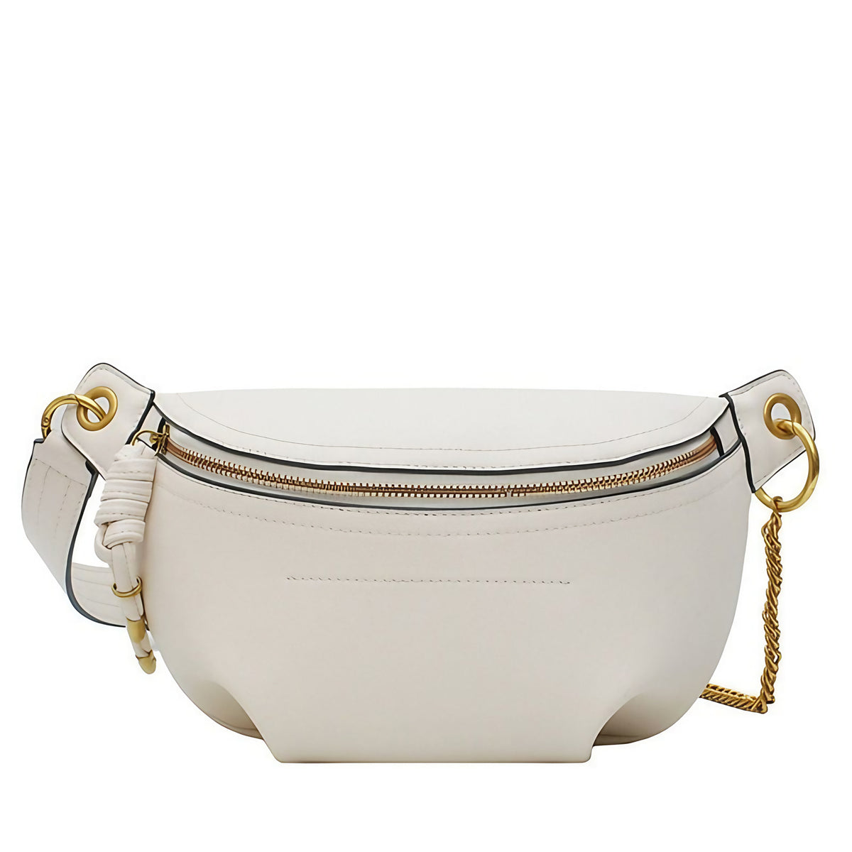 Sac banane femme en similicuir 25 cm, noir, rose ou blanc, blanc