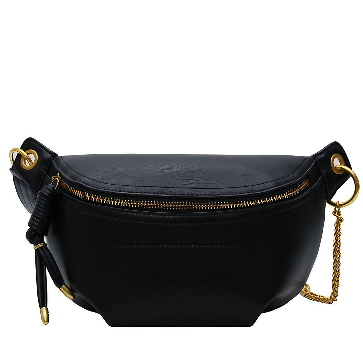 Sac banane femme en similicuir 25 cm, noir, rose ou blanc, noir