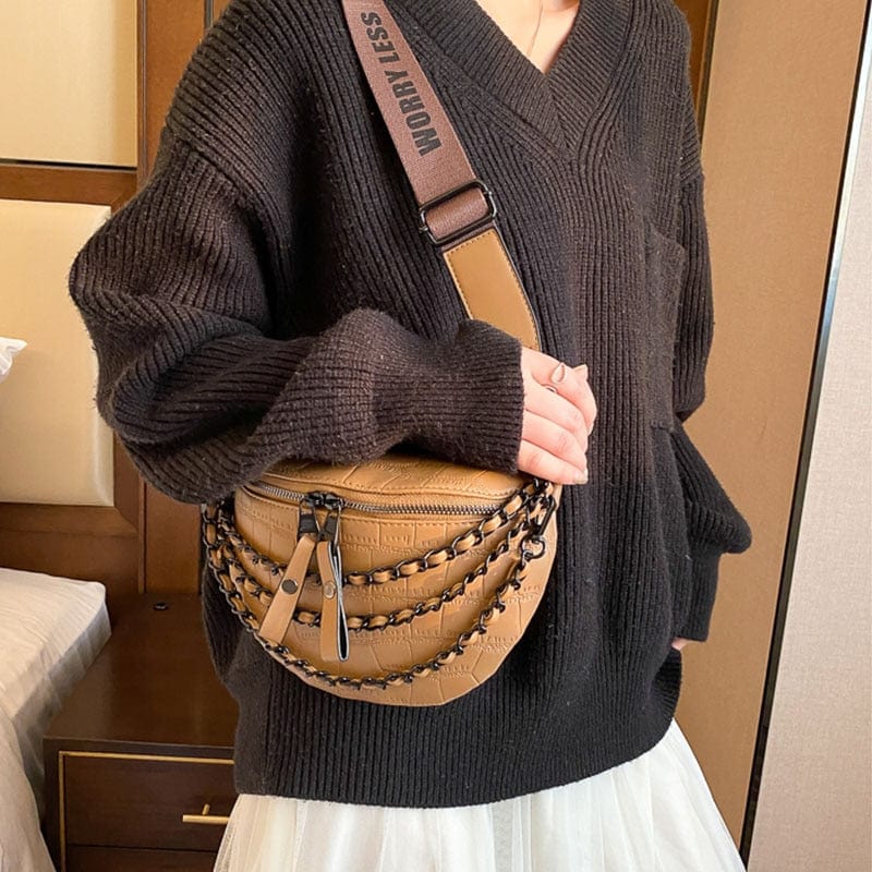Sac banane femme en similicuir, 23 x 17 cm, sangle 110 cm