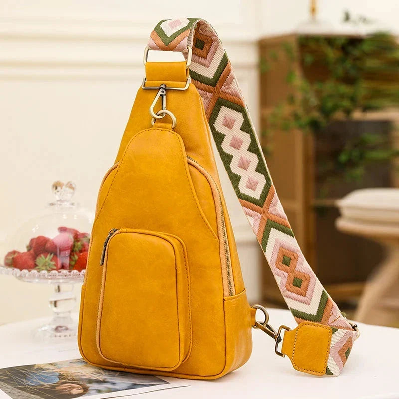 Sac banane femme en similicuir, sangle réglable, six coloris, jaune