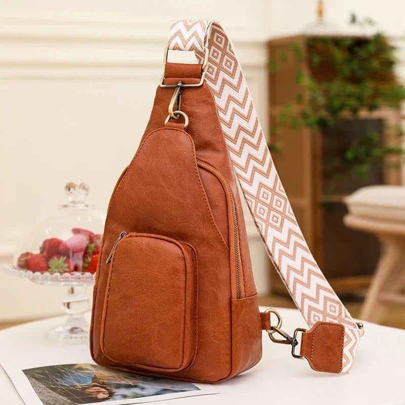 Sac banane femme en similicuir, sangle réglable, six coloris, marron