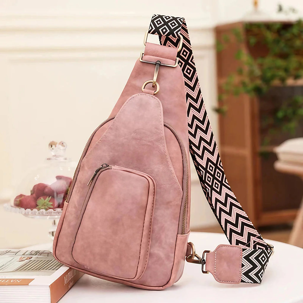 Sac banane femme en similicuir, sangle réglable, six coloris, rose