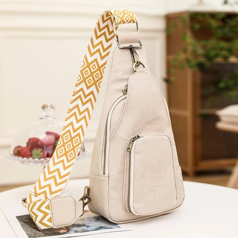 Sac banane femme en similicuir, sangle réglable, six coloris, blanc